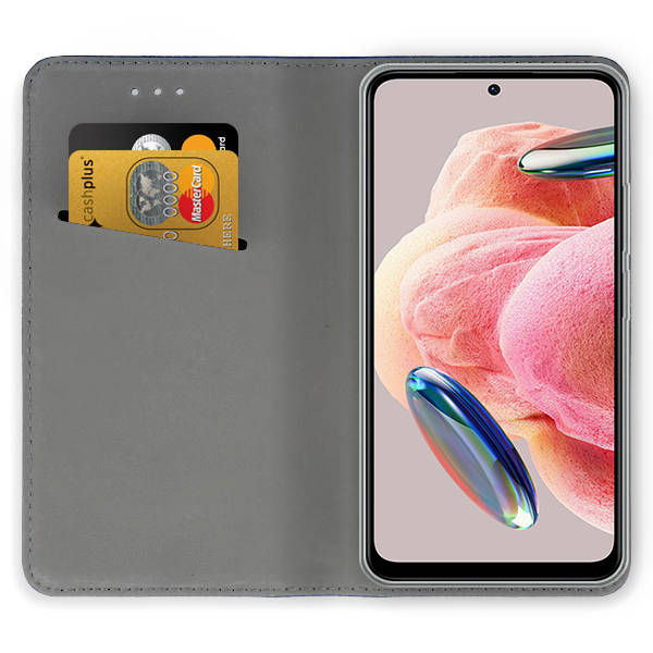 SKLO + PUZDRO 2v1 pre Xiaomi Redmi Note 12 - Knižkové MAGNETIC modré