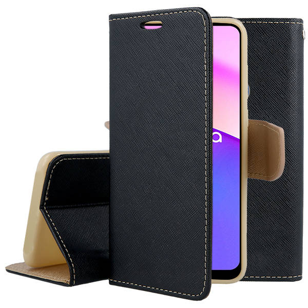 Knižkové puzdro pre Motorola Moto E32 / E32s - Smart FANCY čierno zlaté