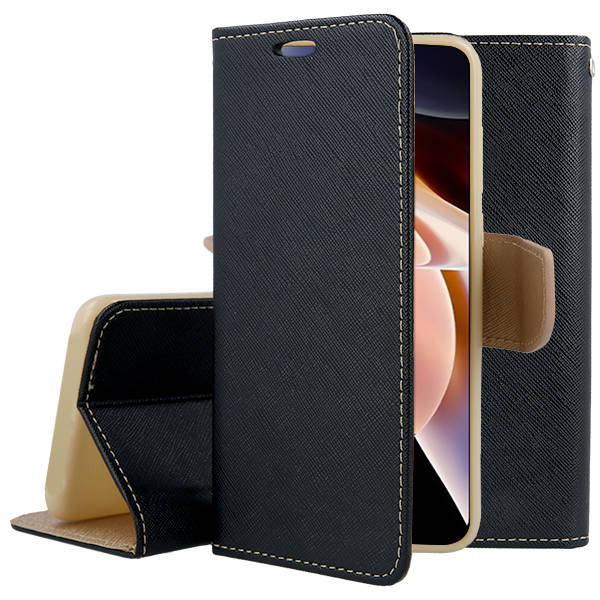 SKLO + PUZDRO 2v1 pre Xiaomi Redmi Note 12 Pro 5G - Knižkové FANCY čierno zlaté