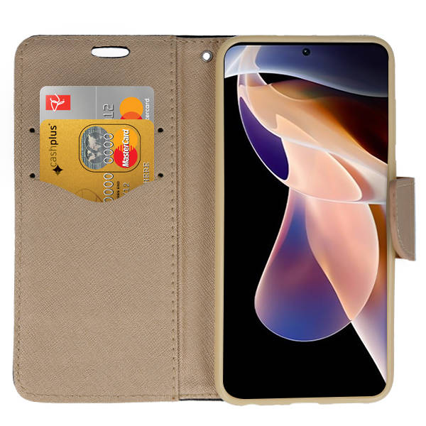 SKLO + PUZDRO 2v1 pre Xiaomi Redmi Note 12 Pro 5G - Knižkové FANCY čierno zlaté