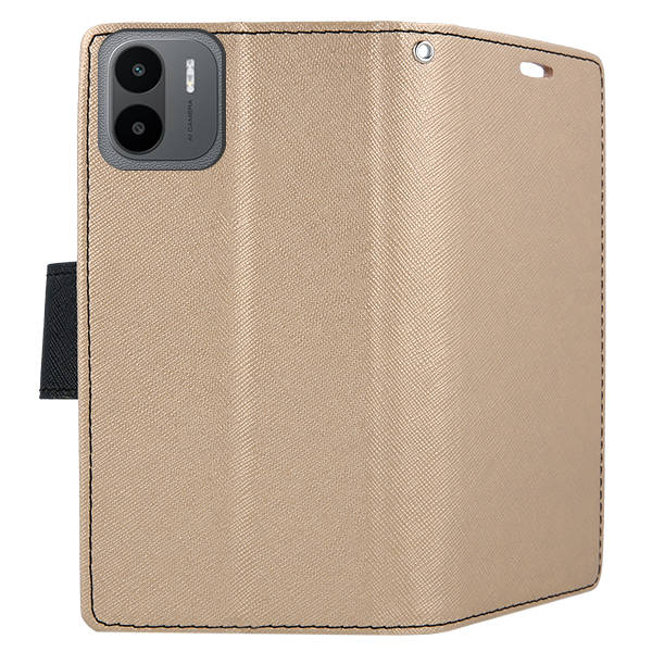 SKLO + PUZDRO 2v1 pre Xiaomi Redmi A1 / Redmi A2 - Knižkové FANCY zlato čierne