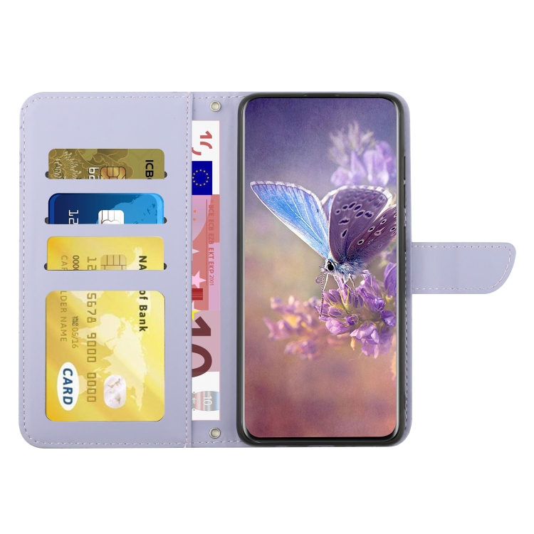 9D SKLO + PUZDRO 2v1 pre Motorola Moto G14 - Knižkové Butterfly fialové