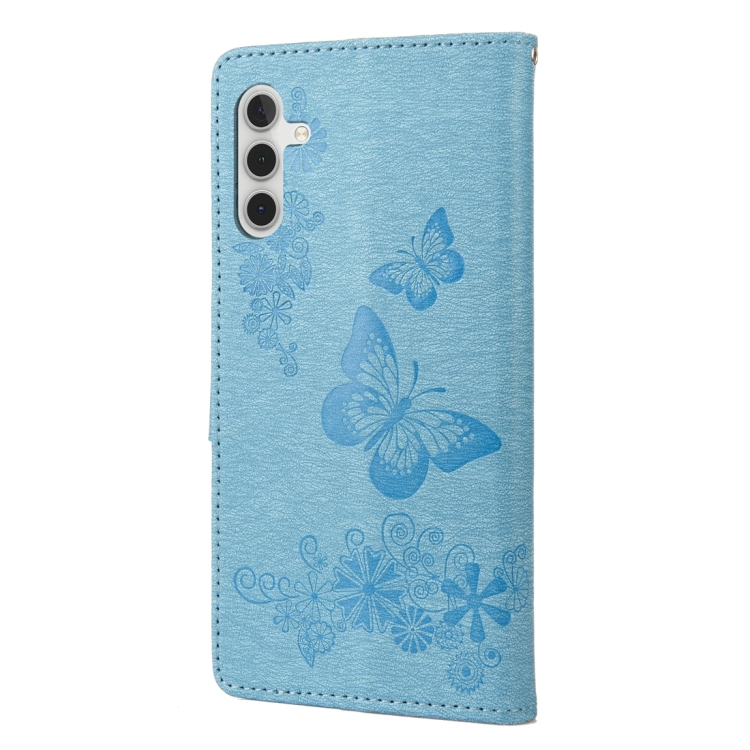 SKLO + PUZDRO 2v1 pre Samsung Galaxy A14 / A14 5G - Knižkové Butterfly modré
