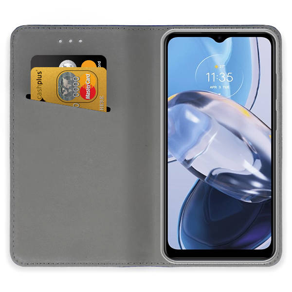 9D SKLO + PUZDRO 2v1 pre Motorola Moto E22 / E22i -  Knižkové MAGNET červené