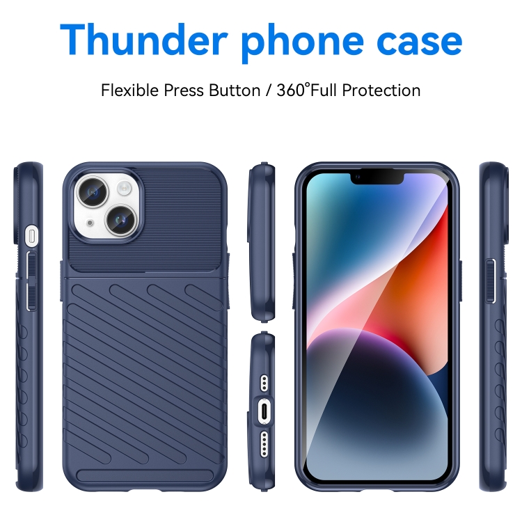 SKLO + PUZDRO 2v1 pre iPhone 15 - THUNDER modré