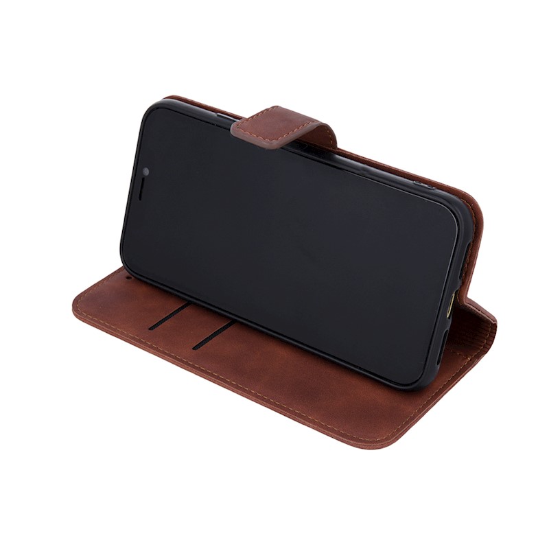 SKLO + PUZDRO 2v1 pre Xiaomi Redmi Note 12S - Knižkové VELVET hnedé