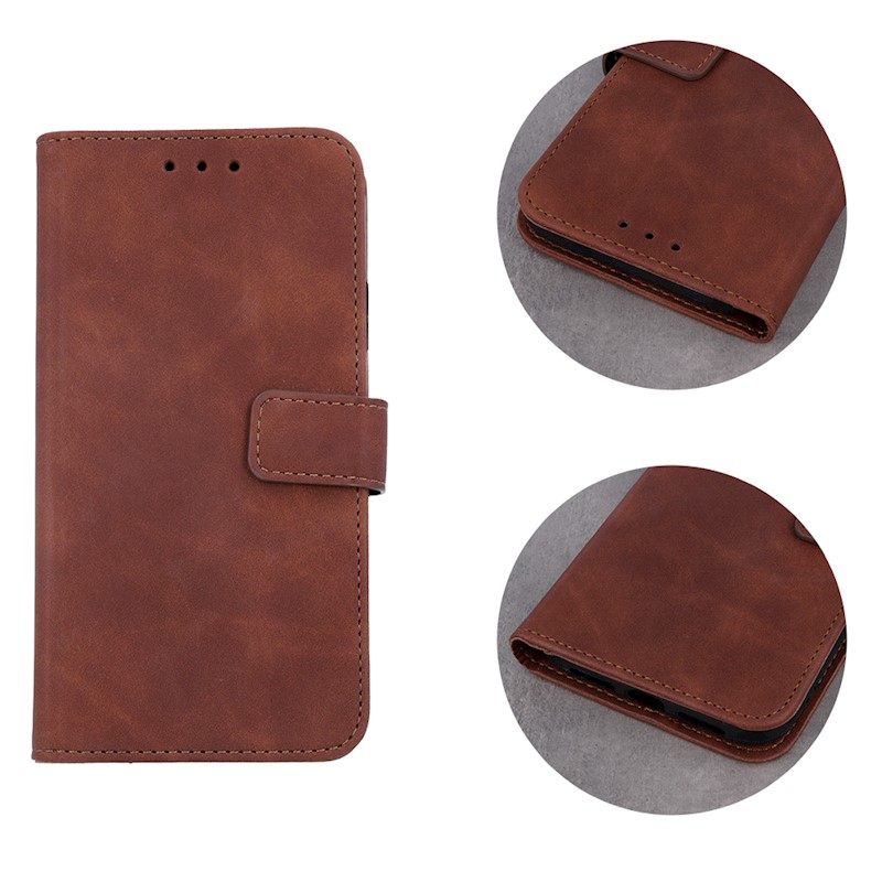 Knižkové puzdro na Xiaomi Redmi Note 12S - VELVET hnedé