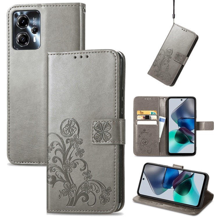 Knižkové puzdro pre Motorola Moto G23 / G13 - Knižkové LEAF sivé