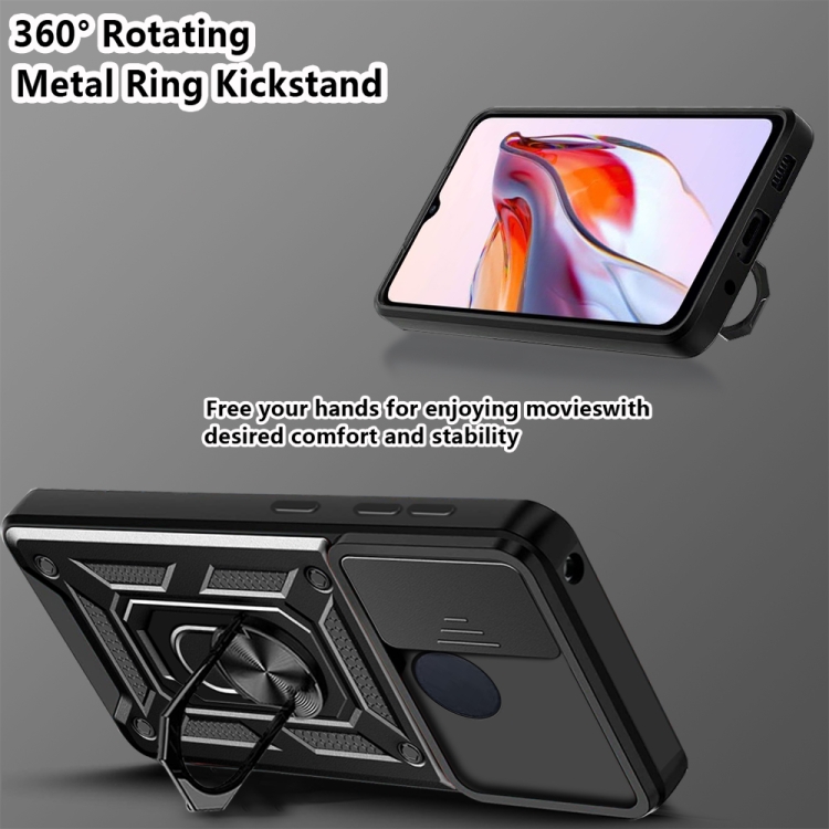 Tvrdený kryt pre Xiaomi Redmi 12C - RING ARMOR SLIDE silver