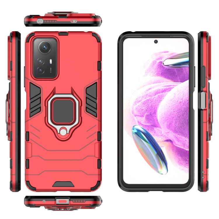 SKLO + PUZDRO 2v1 pre Xiaomi Redmi Note 12S - Tvrdené RING ARMOR červené