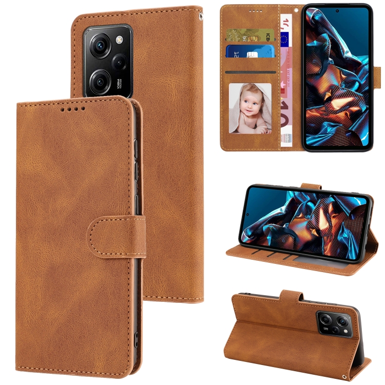 SKLO + PUZDRO 2v1 pre Xiaomi Redmi Note 12 Pro 5G - Knižkové SOLID hnedé
