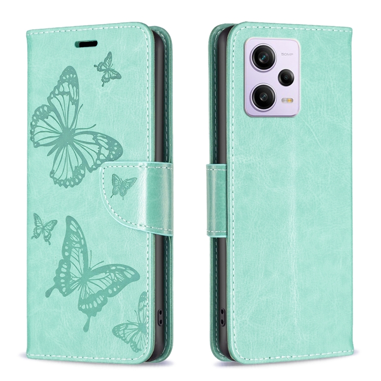 SKLO + PUZDRO 2v1 pre Xiaomi Redmi Note 12 Pro 5G - Knižkové BUTTERFLY zelené