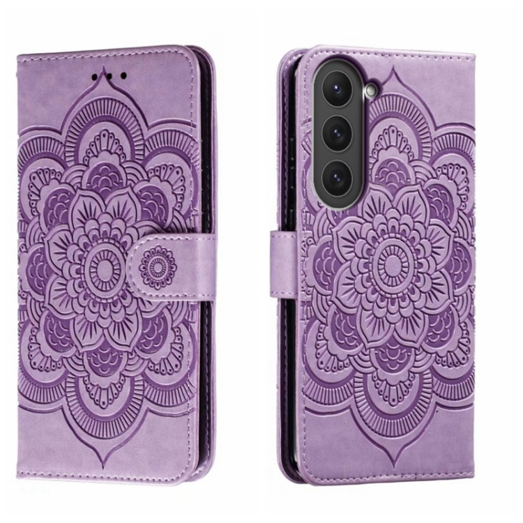 SKLO + PUZDRO 2v1 pre Samsung Galaxy S23 5G - Knižkové MANDALA fialové