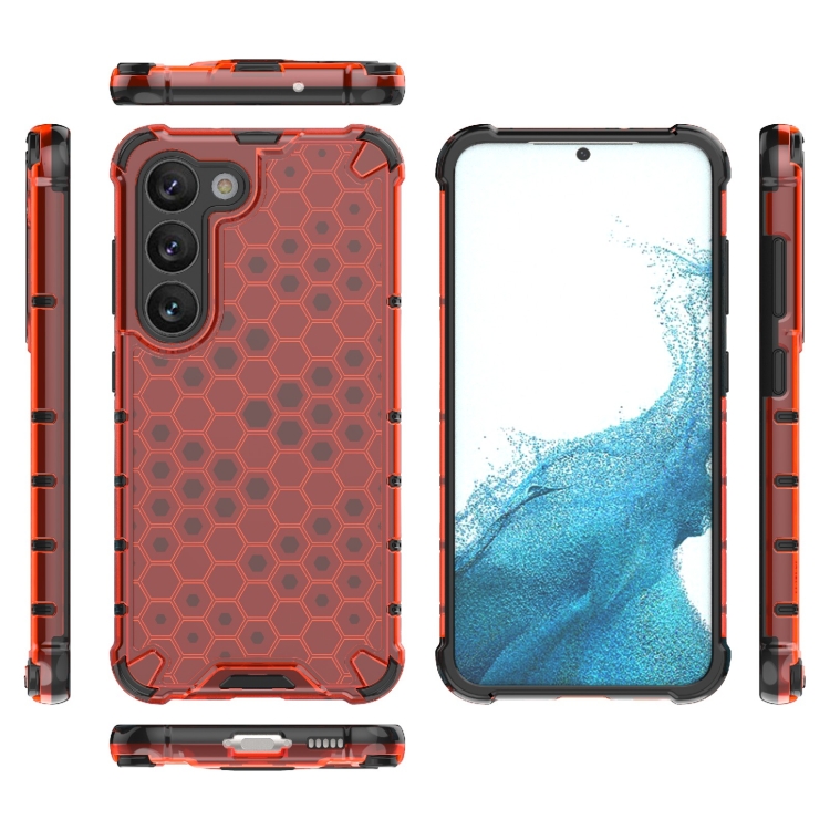 Tvrdený kryt pre Samsung Galaxy S23 5G - HONEYCOMB červený