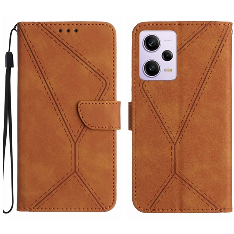 SKLO + PUZDRO 2v1 pre Xiaomi Redmi Note 12 Pro+ 5G - Knižkové STITCHING hnedé