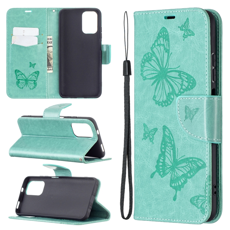 SKLO + PUZDRO 2v1 pre Xiaomi Redmi Note 10 / 10s - Knižkové BUTTERFLY zelené