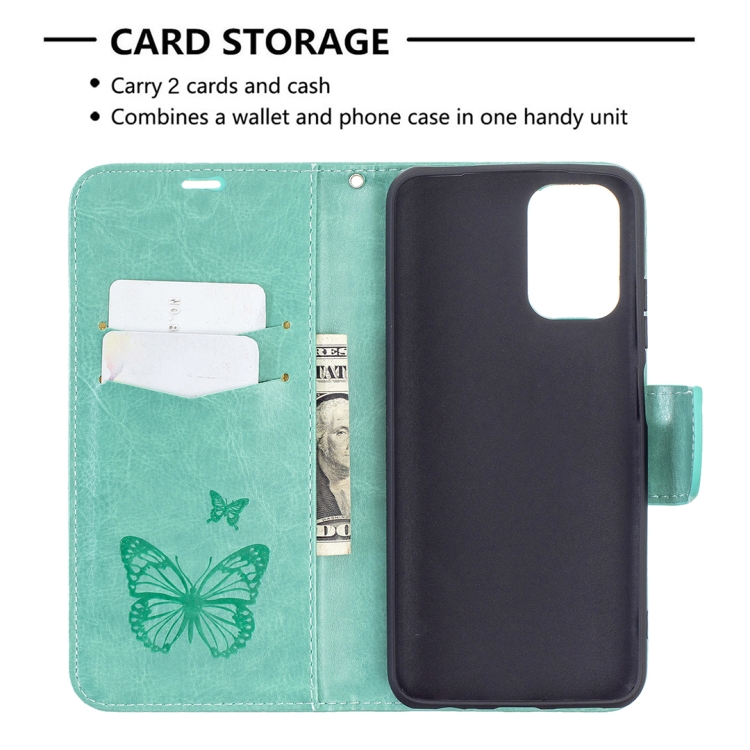 Knižkové puzdro pre Xiaomi Redmi Note 10 / 10s - Knižkové BUTTERFLY zelené