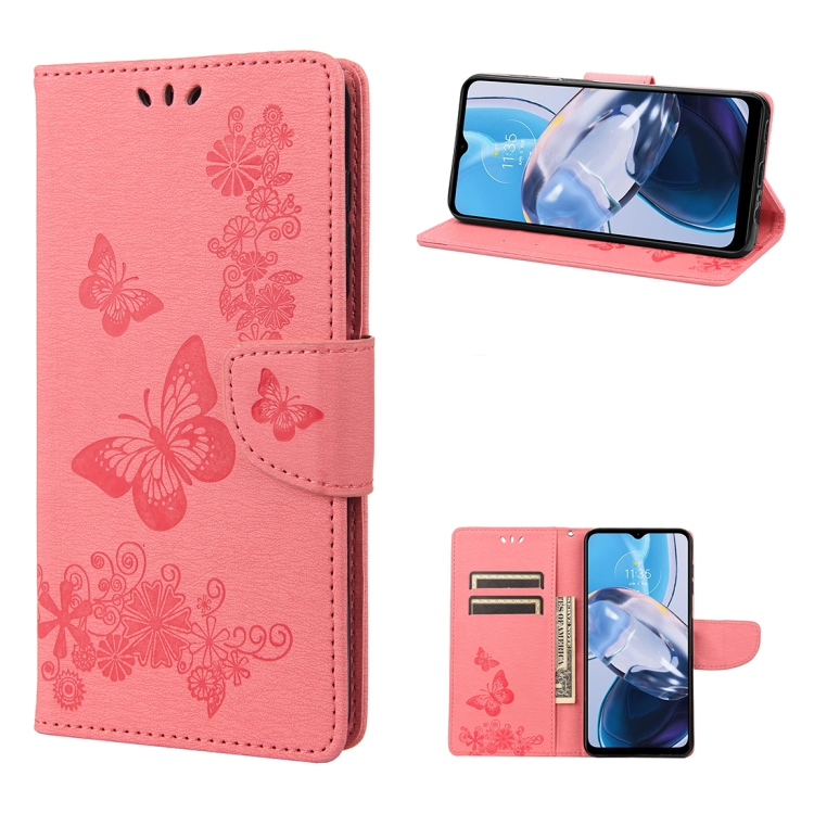 Knižkové puzdro pre Motorola Moto E22 / E22i - BUTTERFLY ružové