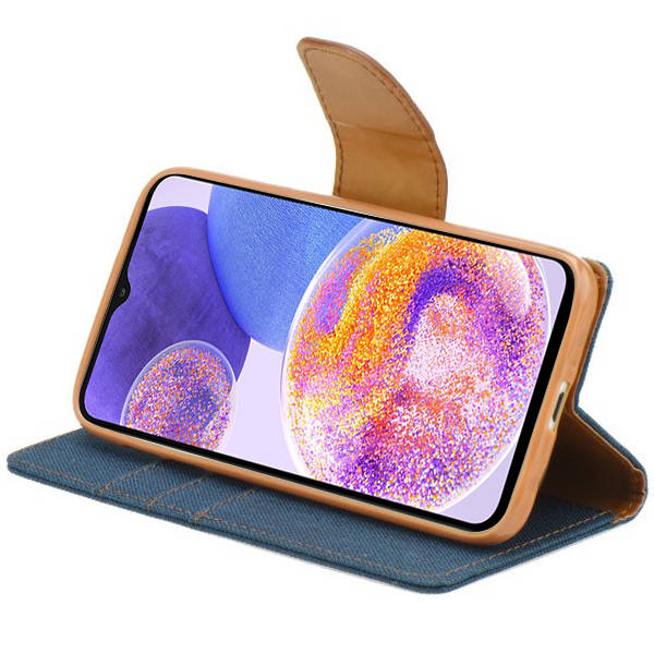 Knižkové puzdro pre Samsung Galaxy A23 / A23 5G - CANVAS modro hnedé
