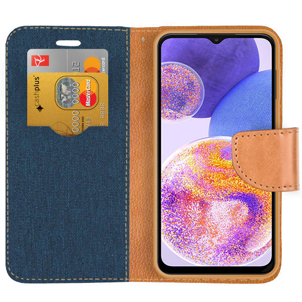 Knižkové puzdro pre Samsung Galaxy A23 / A23 5G - CANVAS modro hnedé