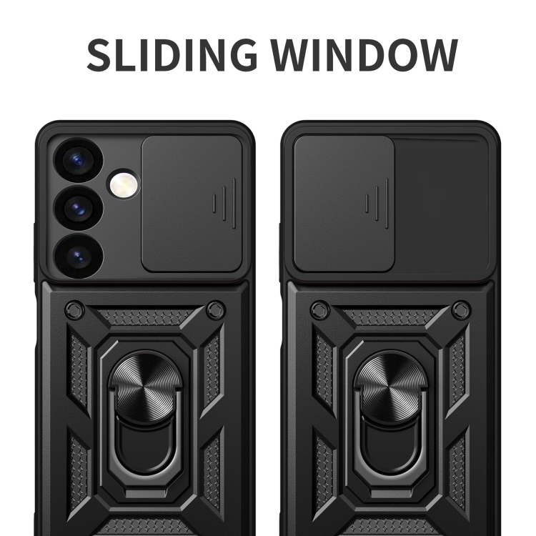 Tvrdený zadný kryt pre Samsung Galaxy S24 5G - RING ARMOR SLIDE zelený