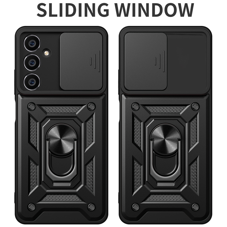 SKLO + KRYT 2v1 pre Samsung Galaxy S23 FE - Tvrdený ARMOR SLIDING červený