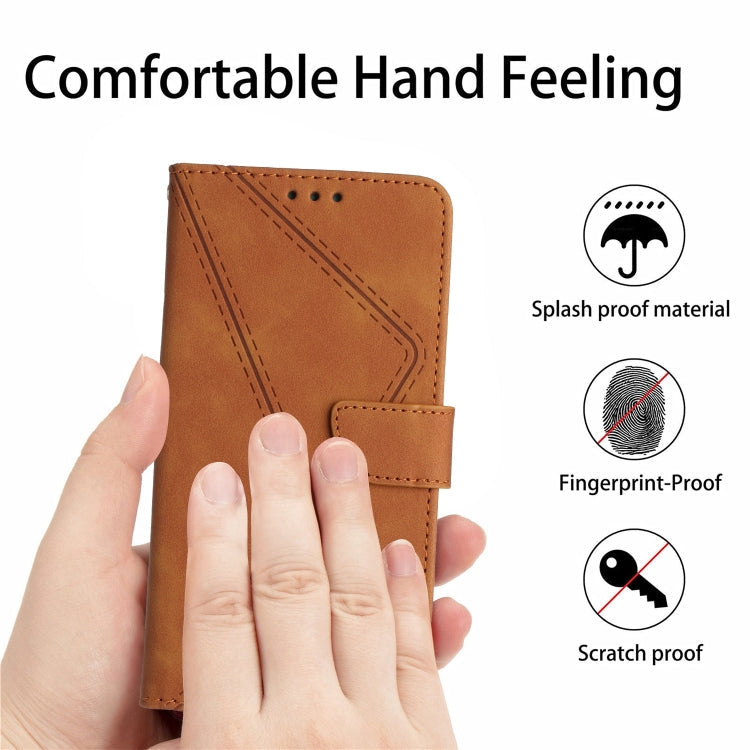 STITCHING Knižkové puzdro pre Samsung Galaxy A13 5G / A04s - hnedé