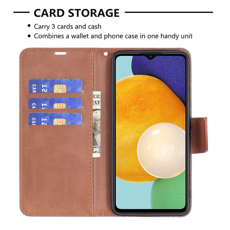 LAMBSKIN Knižkové puzdro pre Samsung Galaxy A13 5G / A04s - hnedé