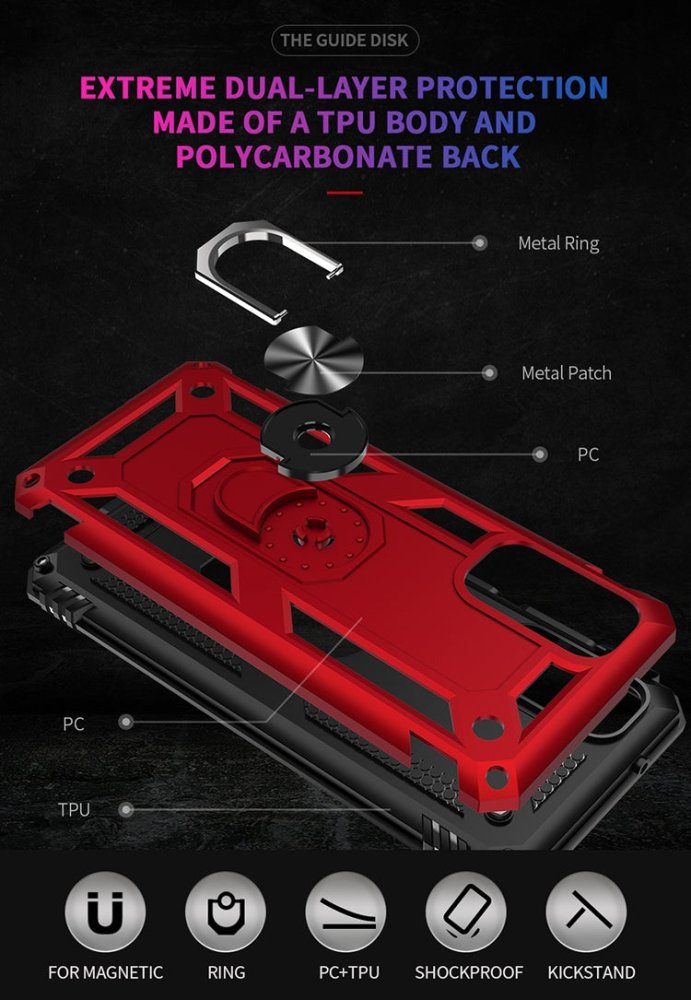 RING ARMOR Tvrdený kryt pre Samsung Galaxy S20 - sivý