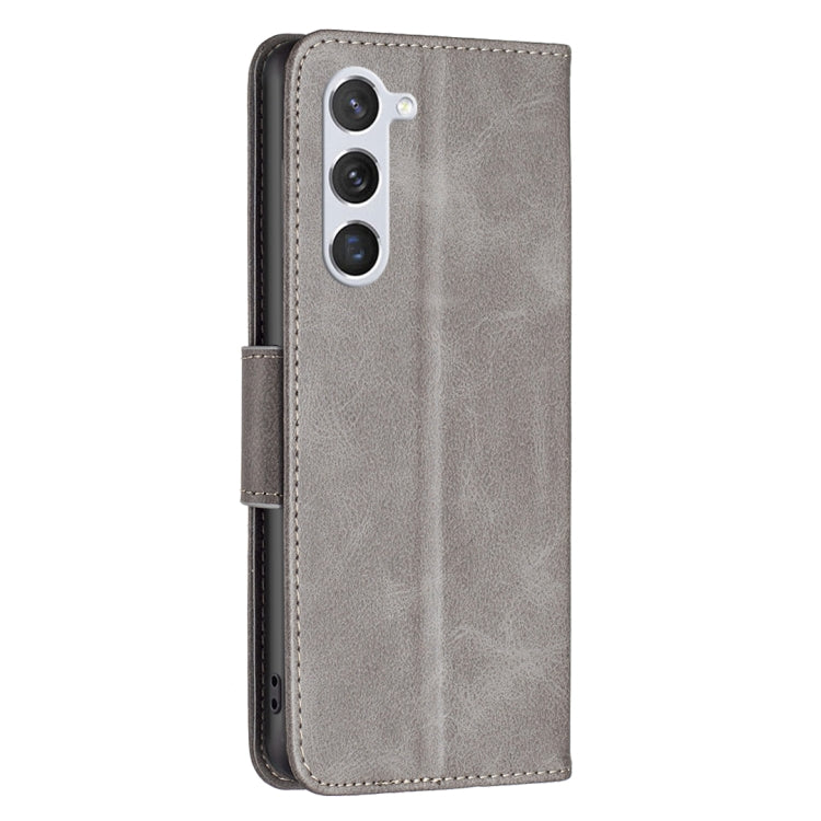 LAMBSKIN Knižkové puzdro pre Samsung Galaxy S23 5G - sivé