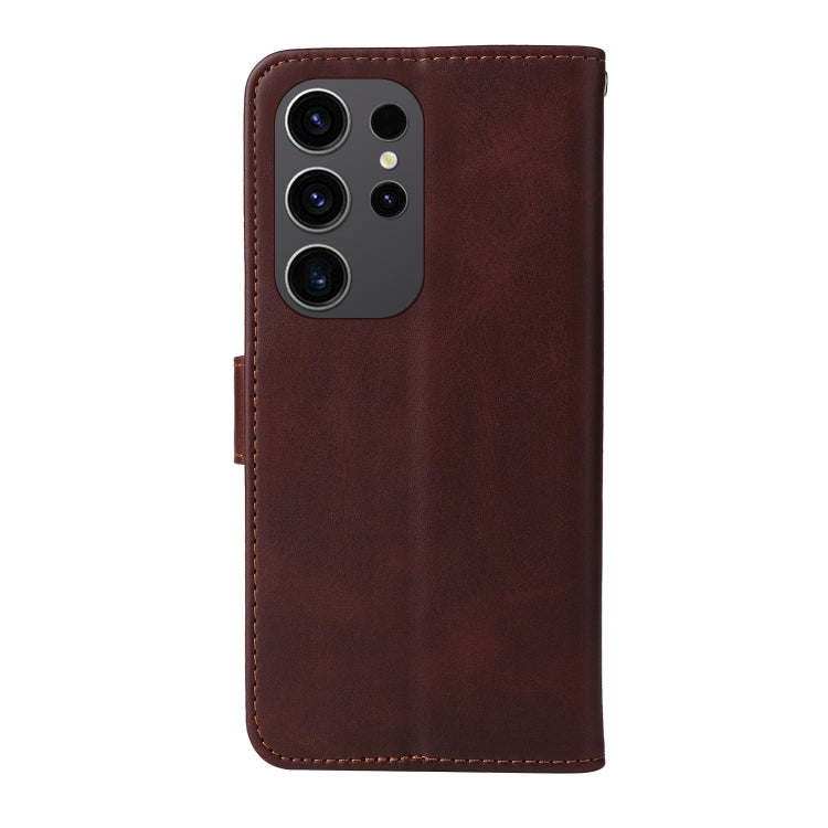 SOLID Knižkové puzdro pre Samsung Galaxy S24 Ultra 5G - tmavo hnedé
