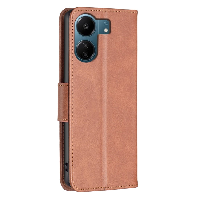 LAMBSKIN Knižkové puzdro pre Xiaomi Redmi 13C - hnedé