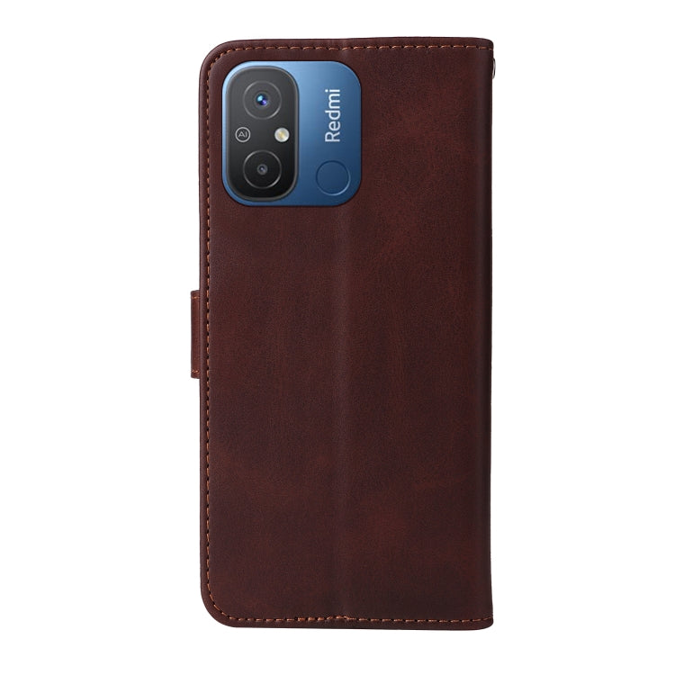 CALF Knižkové puzdro pre Xiaomi Redmi 12C - tmavo hnedé