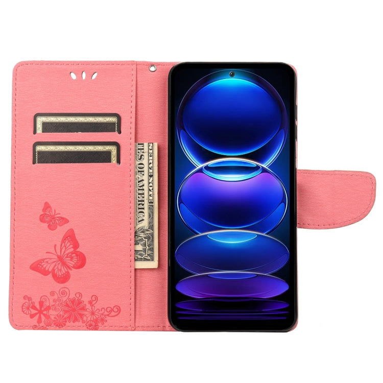 BUTTERFLY Knižkové puzdro pre Xiaomi Redmi Note 12 5G - ružové