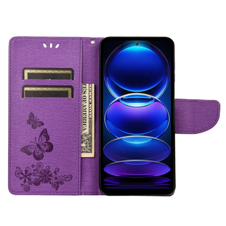 BUTTERFLY Knižkové puzdro pre Xiaomi Redmi Note 12 5G - fialové