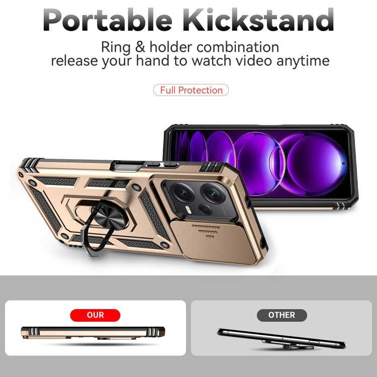 SLIDING ARMOR Tvrdený kryt pre Xiaomi Redmi Note 12 5G - zlatý