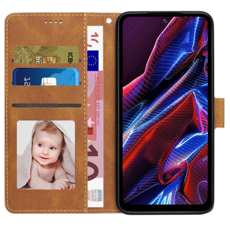 CALF Knižkové puzdro pre Xiaomi Redmi Note 12 Pro+ 5G - hnedé