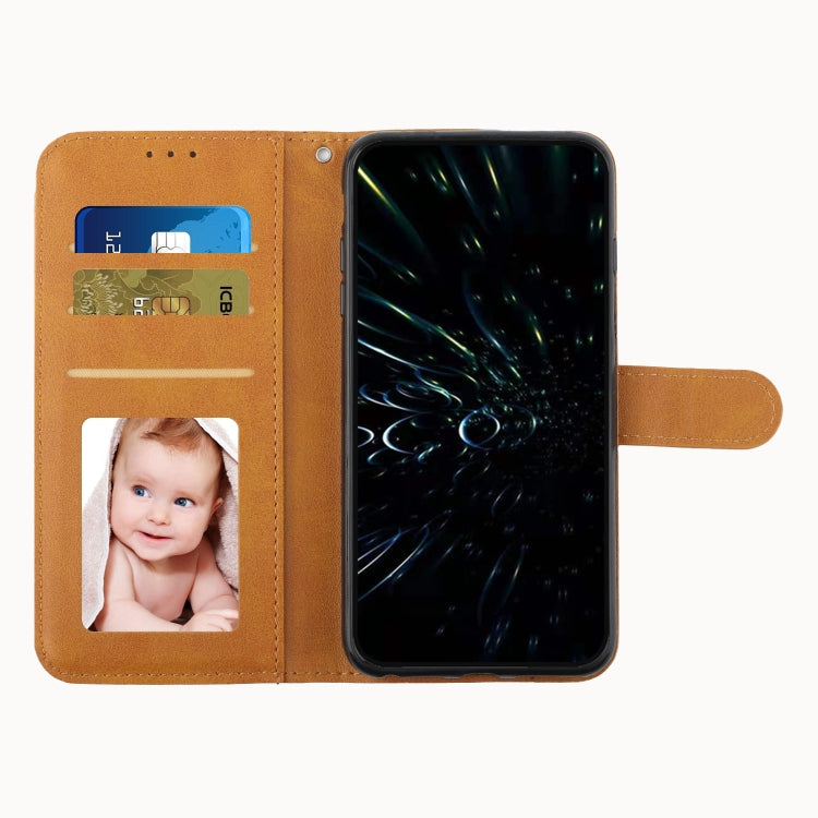 STITCHING Knižkové puzdro pre Xiaomi Redmi A1 / Redmi A2 - svetlo hnedé