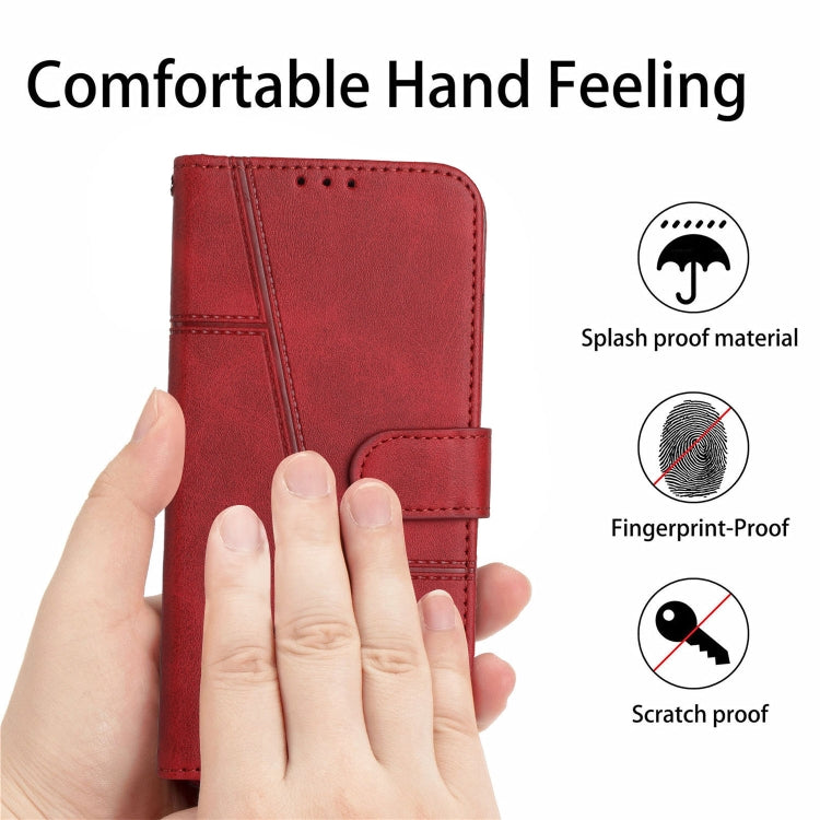 STITCHING Knižkové puzdro pre Motorola Moto G13 / G23 / G53 5G - červené