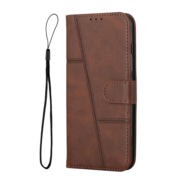 STITCHING Knižkové puzdro pre Motorola Moto G13 / G23 / G53 5G - tmavo hnedé