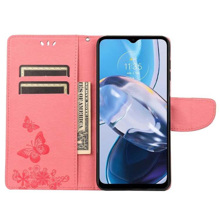 BUTTERFLY Knižkové puzdro pre Motorola Moto E22 / E22i - ružové