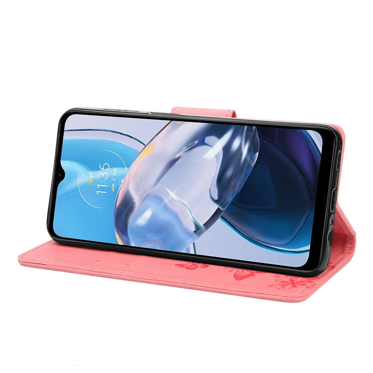 BUTTERFLY Knižkové puzdro pre Motorola Moto E22 / E22i - ružové