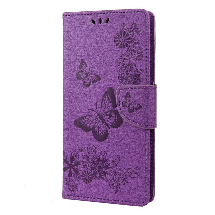 BUTTERFLY Knižkové puzdro pre Motorola Moto E22 / E22i - fialové