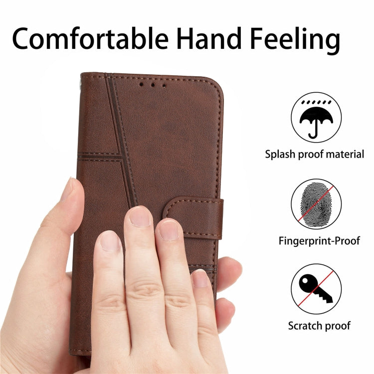 STITCHING Knižkové puzdro pre Motorola Moto E22 / E22i - tmavo hnedé