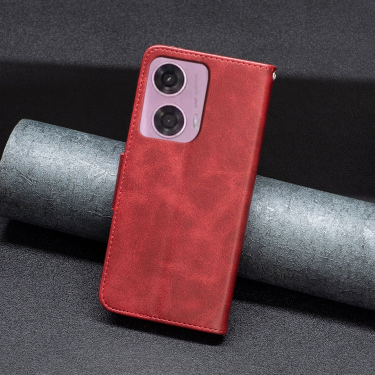 LAMBSKIN Knižkové puzdro pre Motorola Moto G34 5G - červené