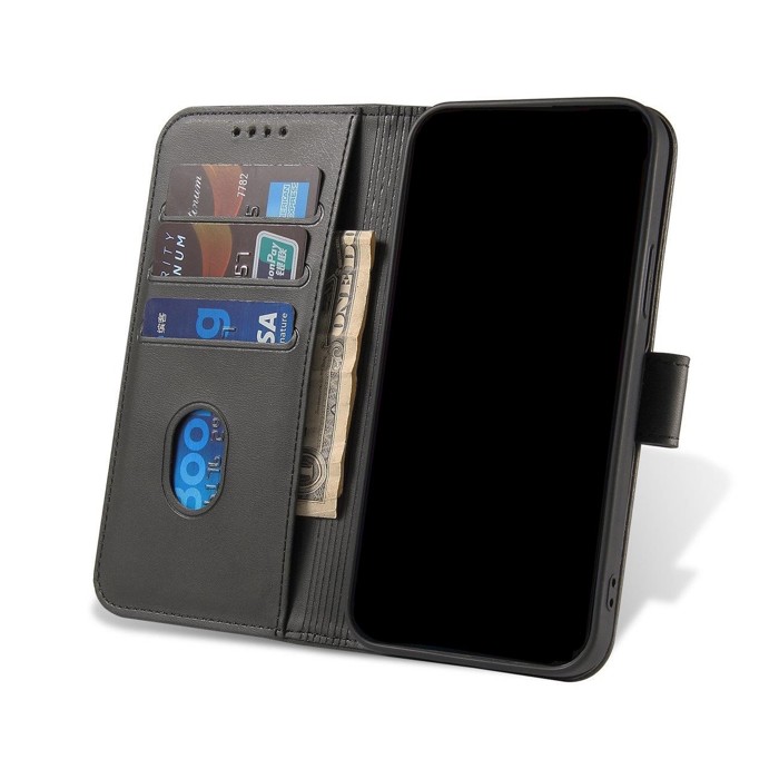 SKLO + PUZDRO 2v1 pre Motorola Moto E32 / E32s - Peňaženkové puzdro BUCKLE čierne