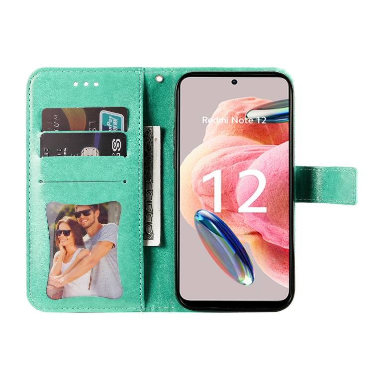 SKLO + PUZDRO 2v1 pre Xiaomi Redmi Note 12 - Knižkové MANDALA zelené
