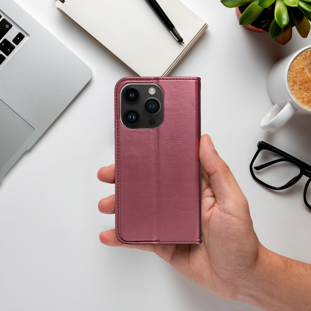 Knižkové puzdro SMART MAGNETO na Apple iPhone 16 Plus bordové
