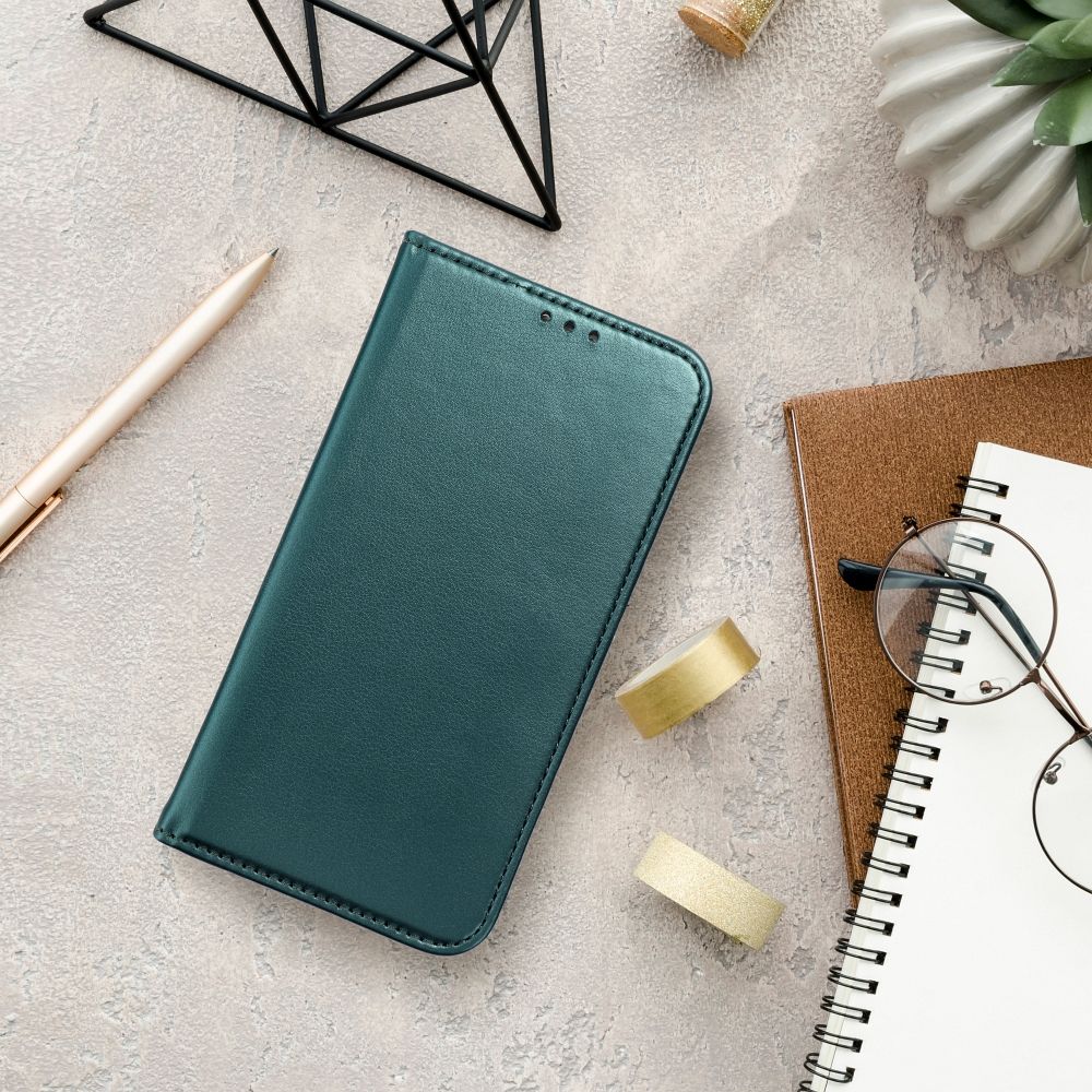 Knižkové puzdro SMART MAGNETO na Apple iPhone 16 Pro tmavozelené