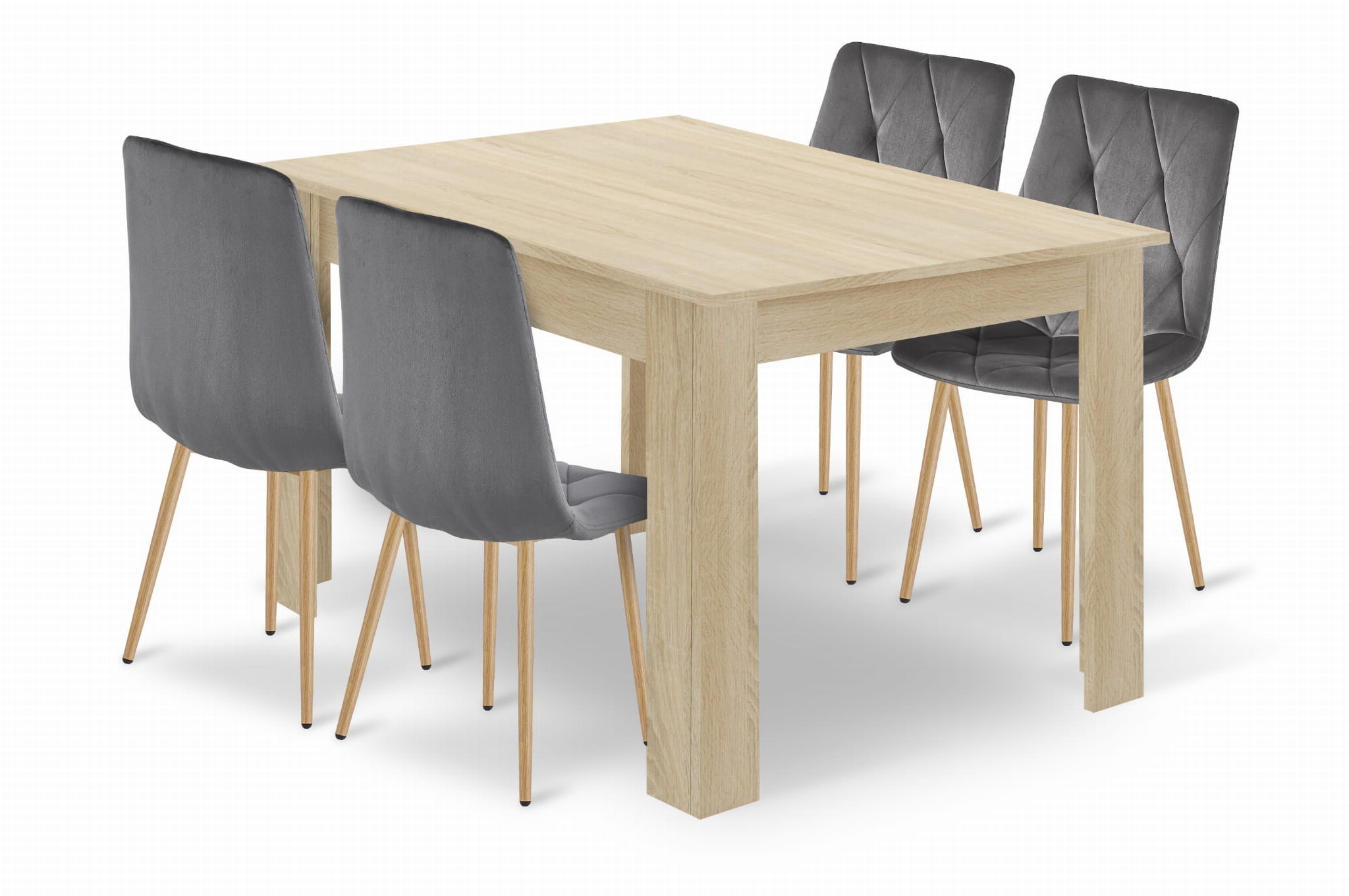 Sada stola NP 120x80cm dub Sonoma + 4 sivé stoličky LIBRA